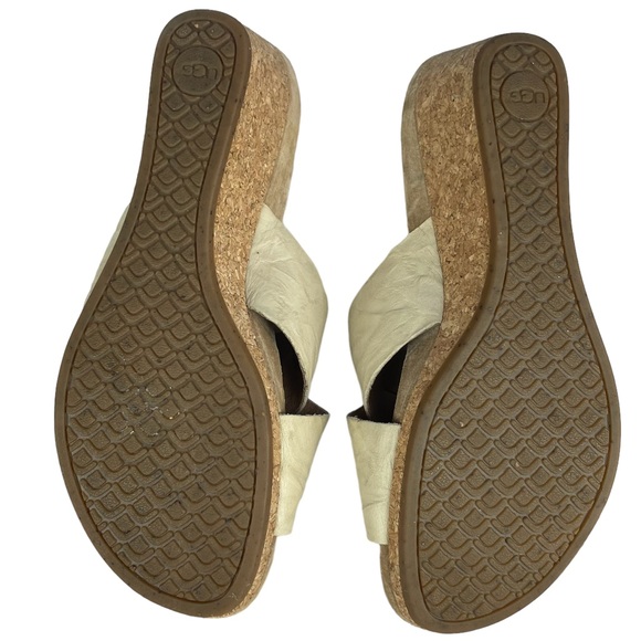 UGG LYRA LEATHER CORK WEDGE SANDALS - Picture 5 of 8